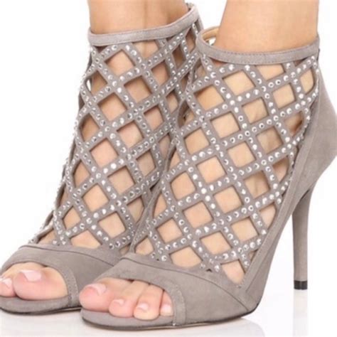 michael michael kors yvonne open toe bootie pearl grey kid suede.